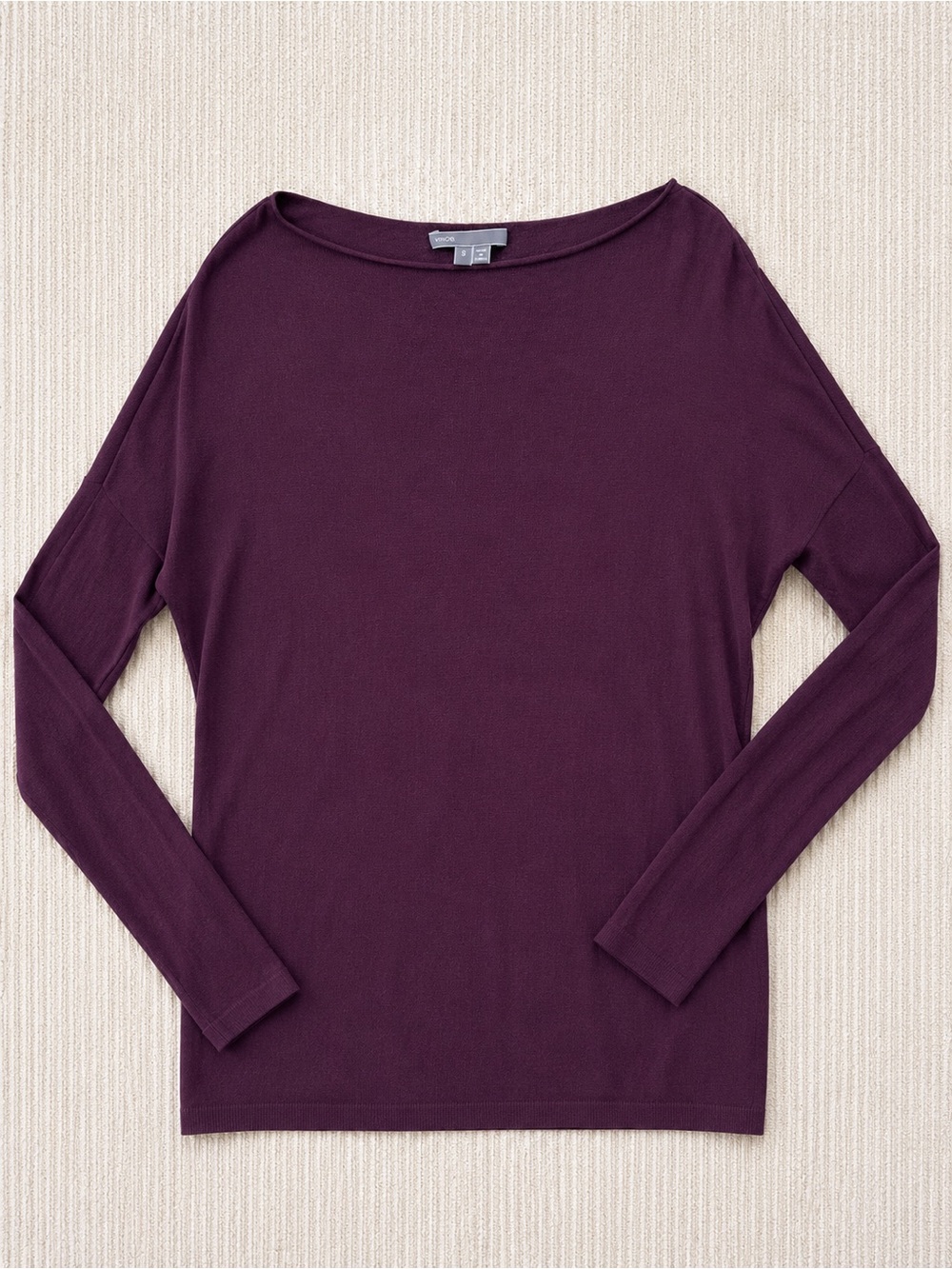 Vince Plum Long-Sleeve Boatneck Top lightweight knit